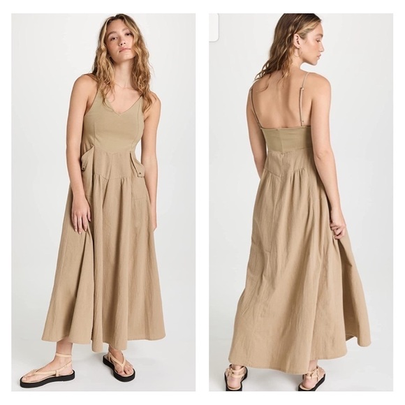 Free People Soledad Midi Dress in Khaki size S - Picture 1 of 11